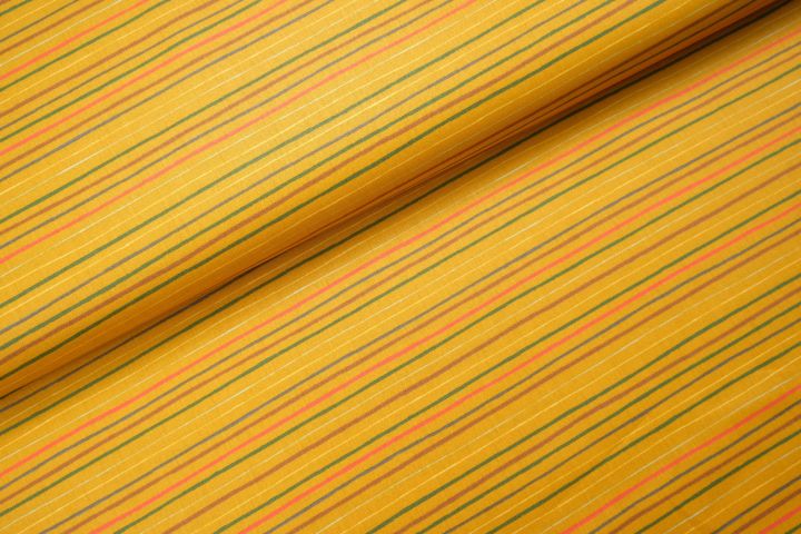 Stripe And Space Katoen Geel - by Poppy