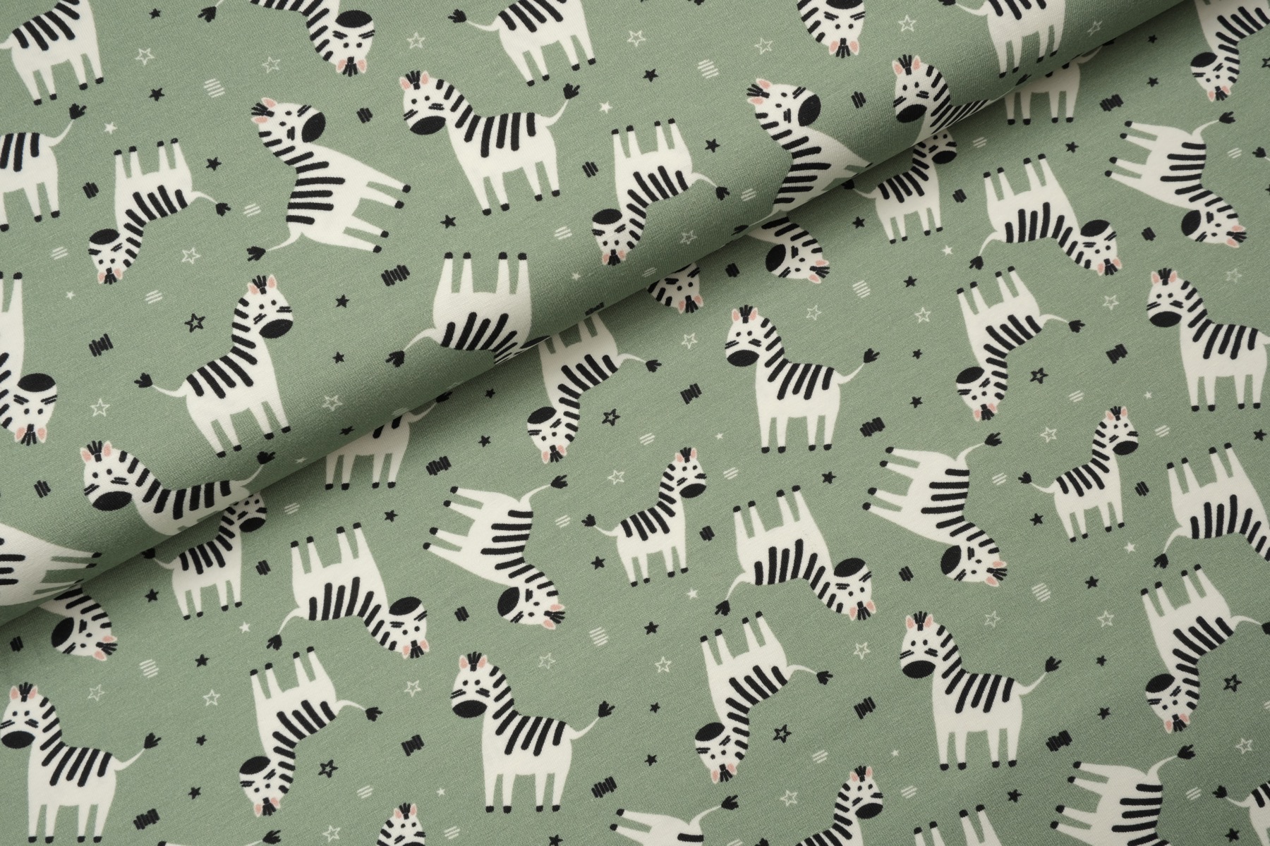 Zebras Tricot Oudgroen - Megan Blue Fabrics